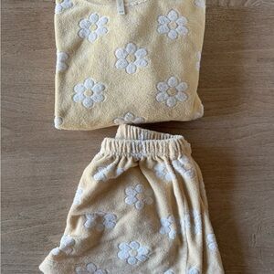 Rylee + Cru Yellow Daisy Terry Two-Piece Loungewear Set